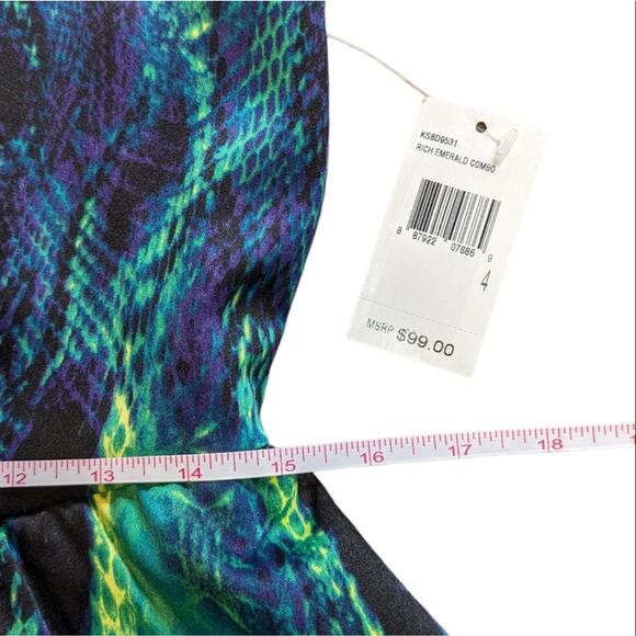 Kensie dresses peplum mini dress rich emerald combo size 4 NWT - Picture 9 of 10